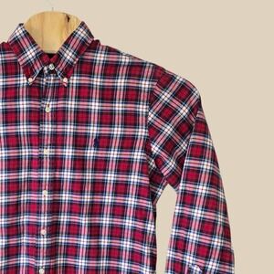 Ralph‎ Lauren Plaid Button Down Shirt Mens L Red Blue White Checkered